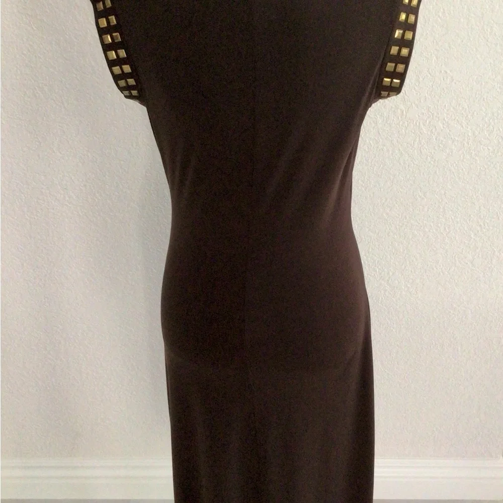Michael Kors Chocolate Brown Embellished Cocktail Dress